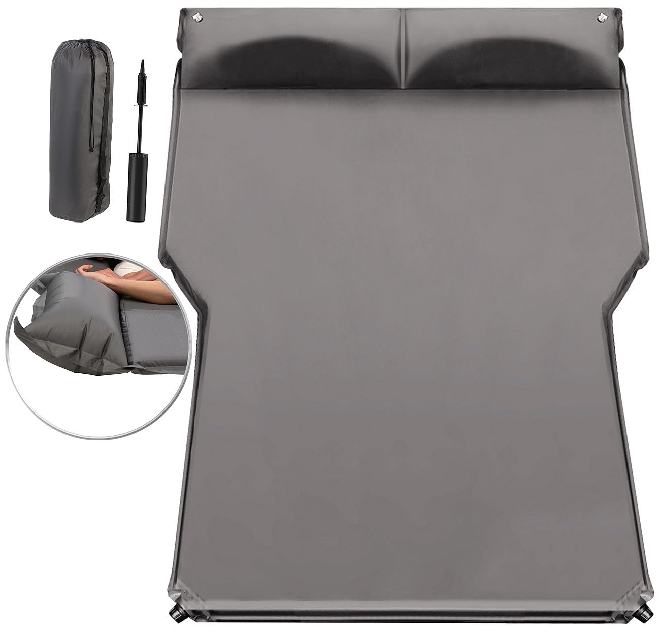 Lescars Auto Matratze: Selbstaufblasendes XXL-Autobett für Kofferraum & Rückbank, 180x105x5cm (Auto Matratze Kombi, Kofferraum, SUV)