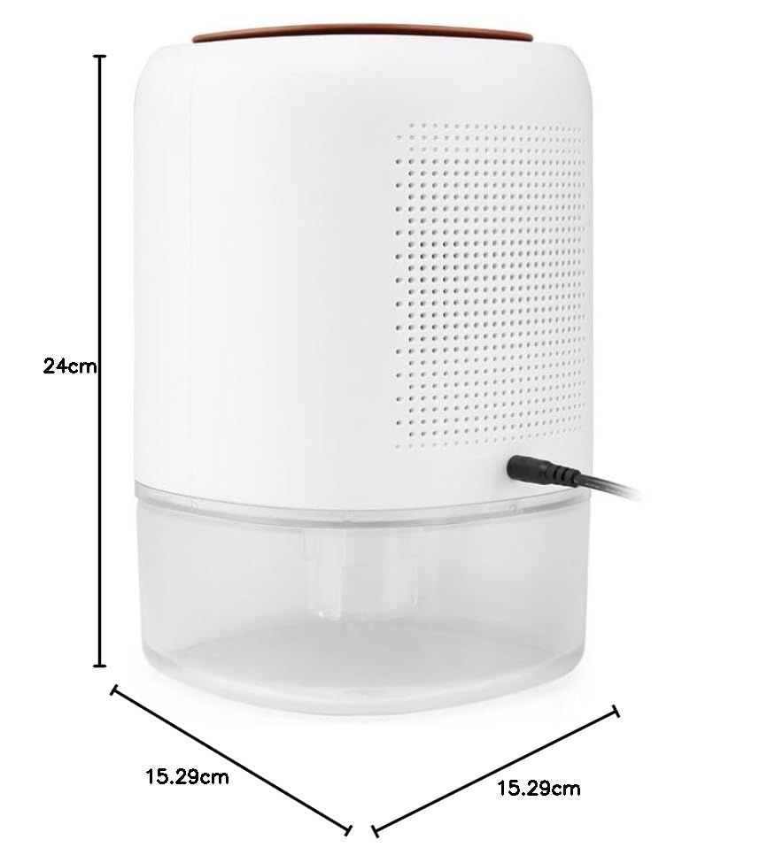 Deshumidificador mini 500ml, compacto y portátil, ideal para eliminar humedad en espacios pequeños y prevenir moho.