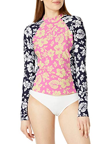 Hobie Junior's Rashguard Swimsuit Top, Pink//Aloha, M