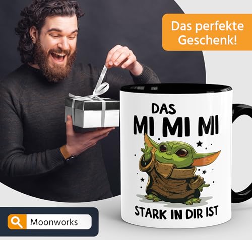 MoonWorks Kaffee-Tasse mit Spruch Das Mimimi stark in dir ist Baby Bürotasse lustige Kaffeebecher Weiss-innen-schwarz standard – Ansicht 4