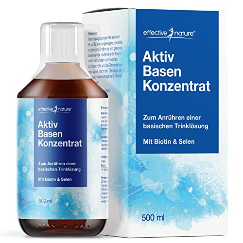 effective nature - Basisches Wasser - 500ml - Basenkonzentrat Aktiv Basen - Sehr Hoher pH-Wert - Unterstützt Ihre Basenkur ideal - Einfache und unkomplizierte Anwendung