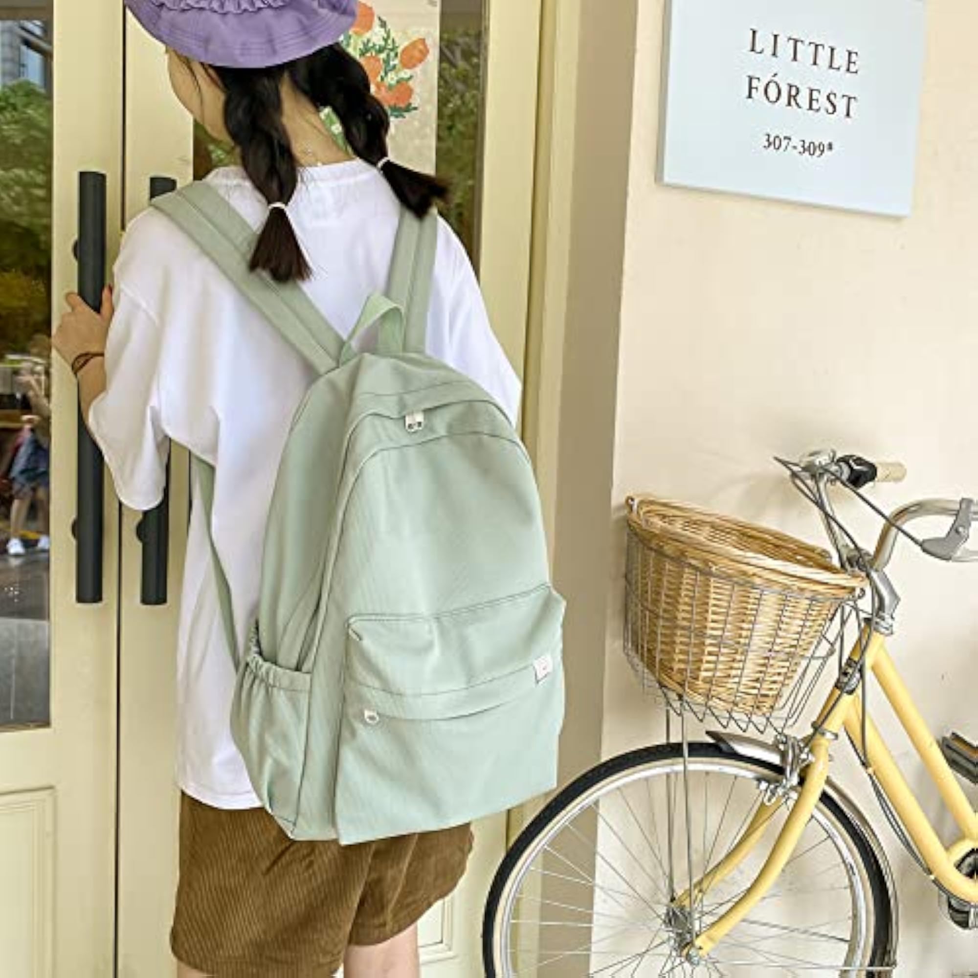 Sage Green Aesthetic Backpack, Large Capacity for Girls
