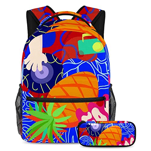 Sac à dos graffiti créatif avec trousse pour enfants et adolescents de taille 40cm, Multicolore