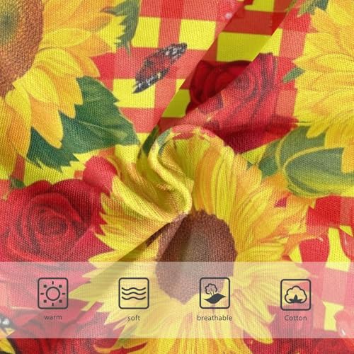 Autumn Bright Sunflowers Red Plaid Little Girl Panties Toddler Underwear Floral Cotton Stylish Kids Briefs Undies 2t3