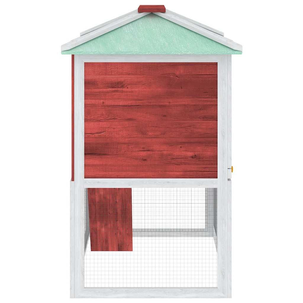 Conigliera a 2 piani, in legno, 130 x 68 x 105 cm, rosso e bianco