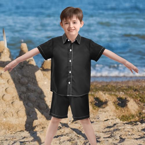 Image of CaTaKu Hawaiian Shirt for Boys Monster Truck Car Button Down Shirt Short Sleeve Kids Shorts Sets Summer Outfits Size 5-6t