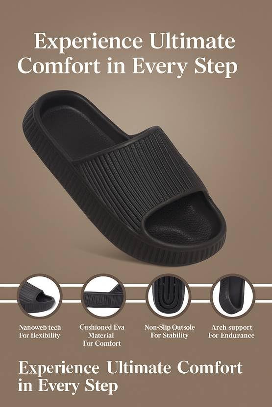 Image of ATHREE Slippers for Man Soft Slides for men | Waterproof Flip Flops with Anti-Skid Sole | Indoor Outdoor Bathroom mens Chappal | Slip-On|Sleepers for men Casual Daily USe | Sliders Pack of 1