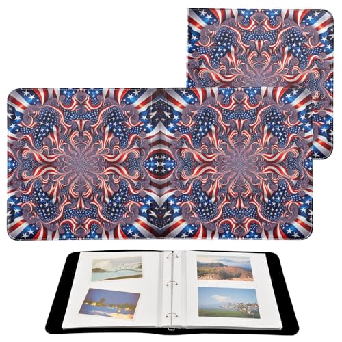 Álbum de fotos adhesivo DIY con funda de cuero PU y diseño de bandera americana, 40 páginas, tamaño 11.8 x 11.2 pulgadas miniatura 2