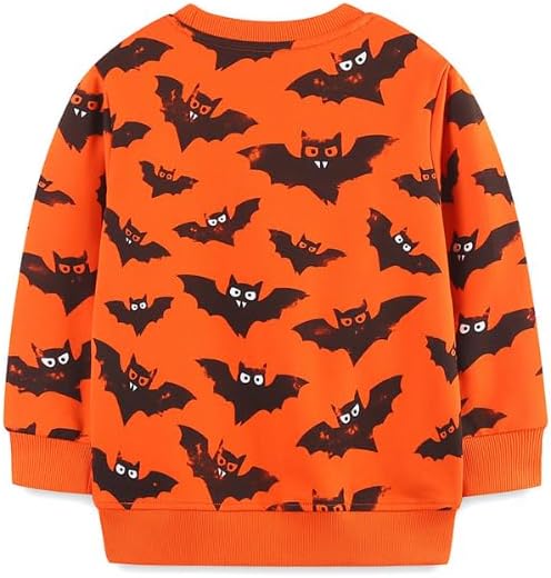 Boys Gilrs Sweatshirt Long Sleeve Halloween Cartoon Shirts Tops Orange for 18M-6T - Image 3