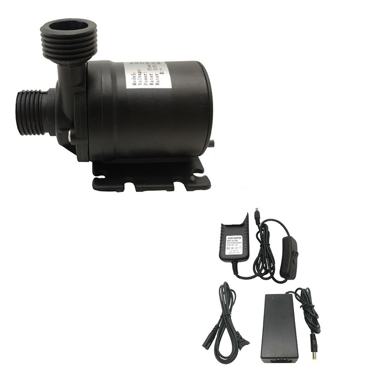 Bomba de agua portátil, sumergible, CC 12 V/24 V, 800 L/H, 1/2 microbomba circulación con kits conexión(24v Bare Wire,Pump Kits adapter)