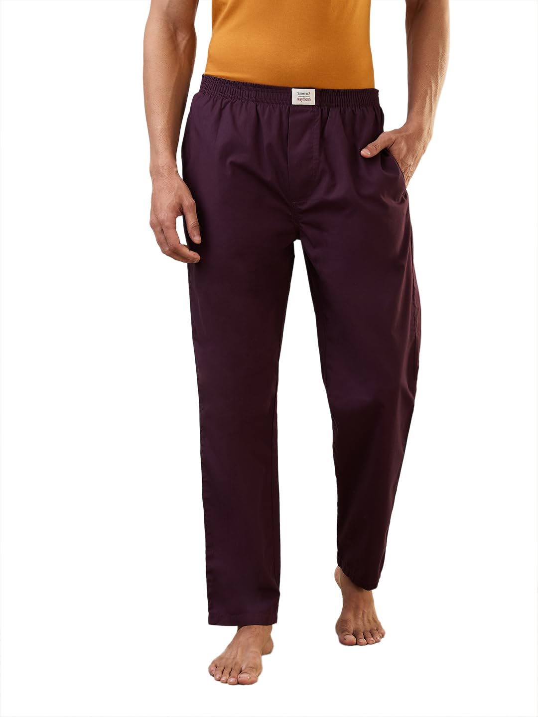 Raymond SleepZ Men Regular Fit Solid Pattern Pure Cotton Pyjama Dark Maroon
