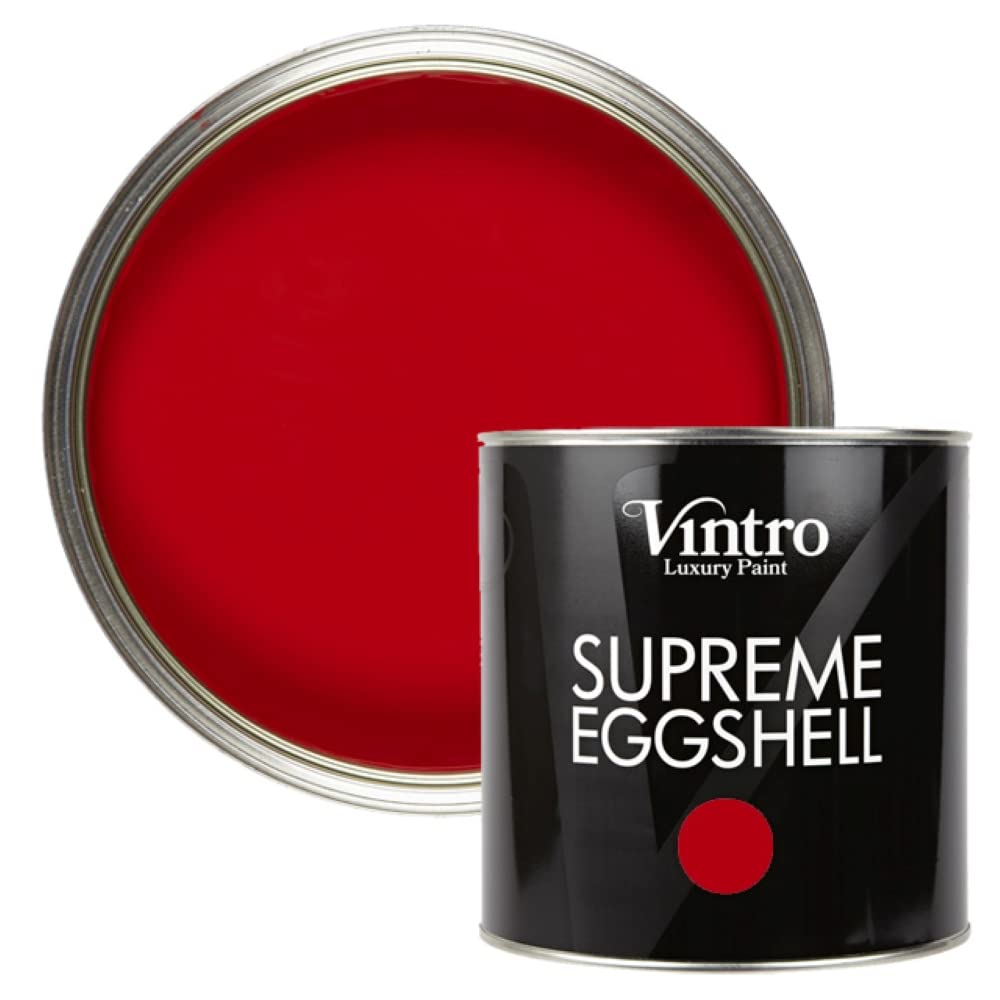 Vintro Paint | Eggshell Paint | for Walls | Wood | Trim | Satin Furniture Paint | Interior & Exterior Use. (Valentine - Red, 2.5 Litres)
