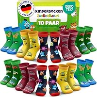 Zauberbande Kindersocken Jungen - 10 Paar / 31-34 - Socken Kinder Jungs, aus Baumwolle mit bunten Motiven, atmungsaktiv - Kinder Socken für Schule, Freizeit & Sport - OEKO-TEX Standard 100