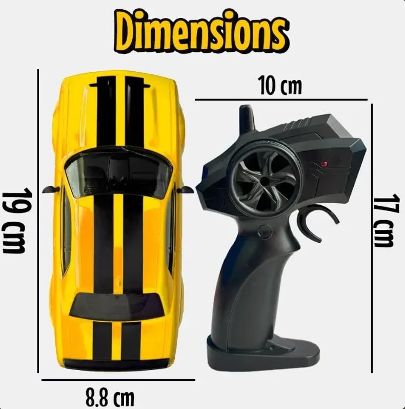 Image of Nitro Dodge Remote Control Car | 20Kmph, 2.4Ghz | Rc Drifting Car, Rc Car, 4 Wheel Drive, Boost Mode, Long Range Remote, Hard Plastic Top with LED Head Light (Yellow)