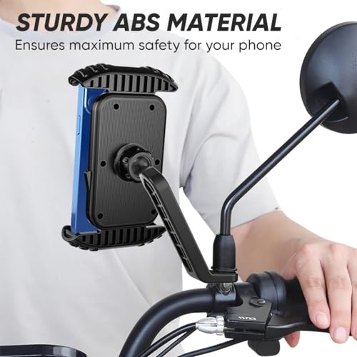 Image of Modorwy Universal 360 Degree Adjustable Mobile Phone Holder for Bike & Cycle Rearview Mirror Bracket Stand Lock System Can Be Used Horizontally and Vertically Compatible with 4.7 inch-6.8 inch Mobile Devices
