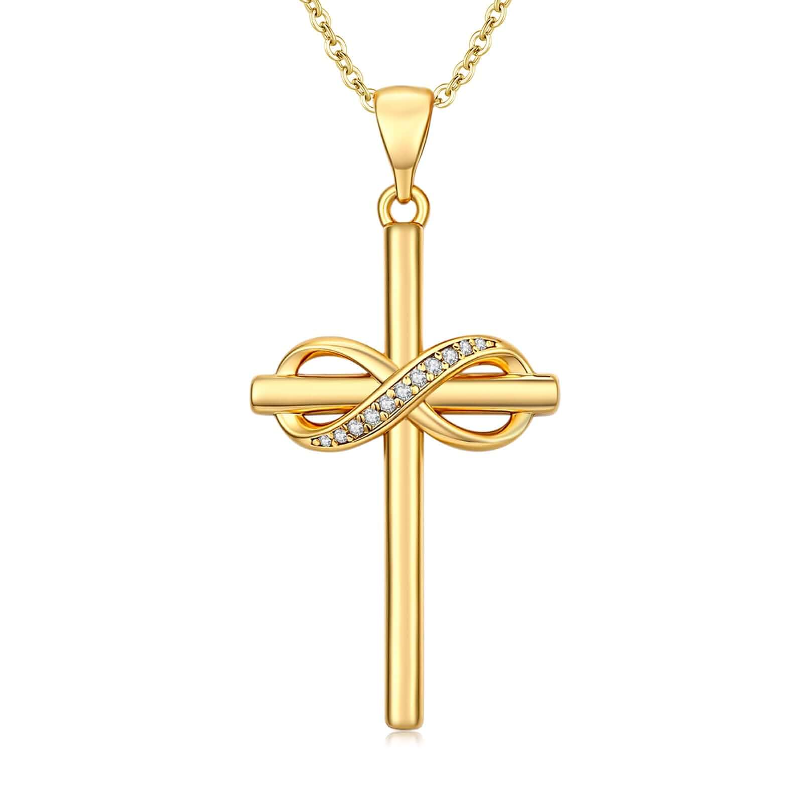 REDSUN 14K Gold Cross Necklace for Women Christian Jewelry