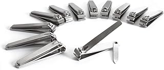 ForPro Professional Collection Flat Jaw Toe Nail Clippers, Stainless Steel, Heavy Duty Flat Edge Toenail Cutter with Built-in Nail File, 12-Count