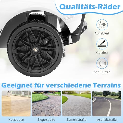 GOPLUS 3 in 1 Rutschauto, Lamborghini Schiebauto mit abnehmbarem Universalrad, USBs, Musik, Stauraum, abnehmbarem Schiebegriff & Schutzgeländer, Rutschfahrzeug für Kinder von 18-60 Monaten (Weiß) – Bild 8