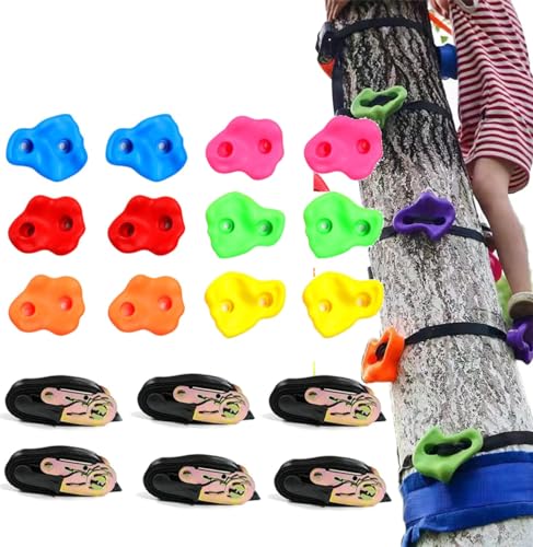 Listado y reviews de Rocodromo Top diez. 13 scosao Presas de Escalada de árboles para niños Exterior Juego Rocodromo Escalada Entrenamiento, 15piezas de Escalada de Pared para Infantil con 6 Correas de Trinquete