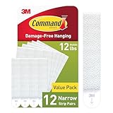 Command Narrow Picture Hanging Strips, White, 12-Pairs (PH207-12NA)