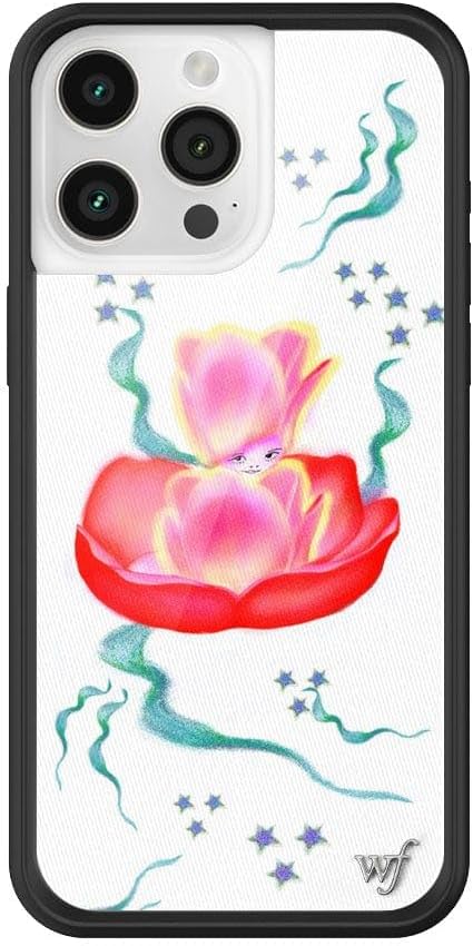 Wildflower Cases - Tulip Baby Case, Compatible with Apple iPhone 15 Pro Max | White, Trendy, Flower, Blue, Pink, Summer - Protective Black Bumper, 4ft Drop Test Certified, Women Owned Small Business