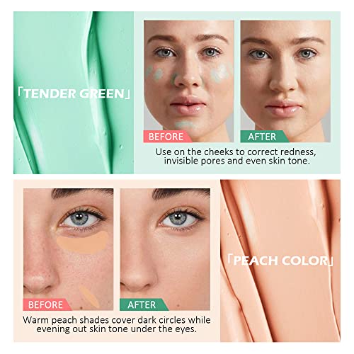 6Color Contour Palette Cream,Green Pink Yellow Mature Skin Full Coverage Color Correcting Concealer Makeup,Under Eye Concealer,Waterproof Corrects Dark Circles Tattoo Dullness Concealer Foundation #TOP4