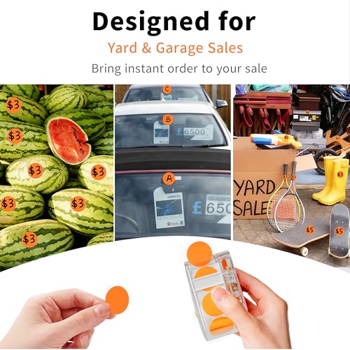 Image of 300 PCS of 1-inch Orange Dot Stickers with Sticker Dispenser, Round Coding Labels Circle Dots Labels Stickers for Office, Classroom,Small Business,Papers
