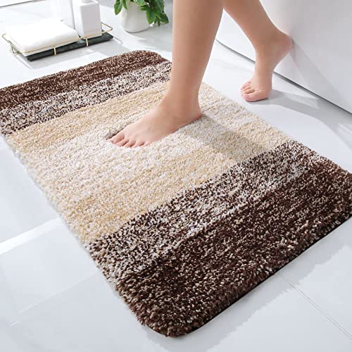 Ofrdncy Luxury Bathroom Rug Mat 40x60cm Soft and Absorbent Microfiber Bath Rugs Non-Slip Shaggy Bath Carpet Machine Wash Dry Bath Mats for Bathroom Floor Tub and Shower(Brown)