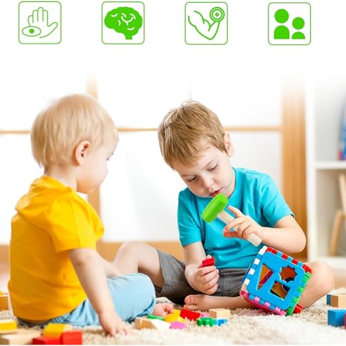 Image of 1Pcs Toy Hammer Simulation Wooden Hammers Plastic Toddler Hammer SmallPortable Kids Maintenance Tools Toys Pretend Fake Mallet Hammers for Boys Girls(Green)