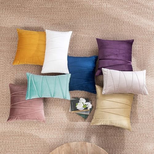 Image of Khooti Velvet Striped Cushion Cover Pack of 1-40 inch x 40 inch / 102 x 102 cm | Wine | Soft Pillow Covers Cushion Case for Sofa Bedroom Livingroom Chair Car, Cushion Cover with Zig Zag Pattern