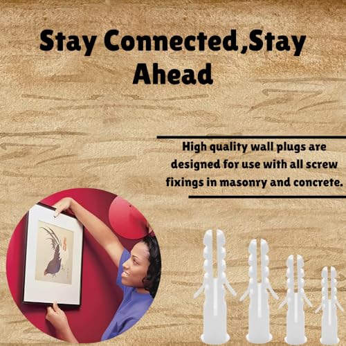 Image of Hiplasst Nylon Wall Plugs Combo Pack of 200pcs (25mm, 32mm, 38mm, 50mm) - Heavy Duty Rawl Plugs for Wall Fixing, Drilling & Anchoring | Anti-Slip Design | 50 Pcs Each Size (200)