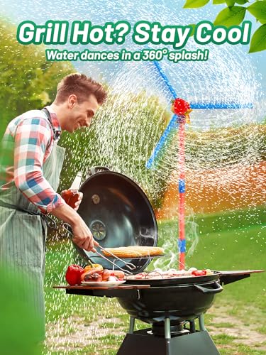 Outdoor Water Sprinklers with 4 T Ball Set for Toddlers Kids Ages 4-8,Summer Outside Sprinklers Play Equipment Baseball Game Lawn Yard Tee Ball Game for Boys Girls,Hose Connector Included (C) - Thumbnail 6