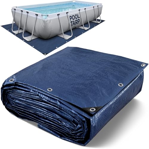 9.7 x 6.7 Ft Pool Liner Pad - Mat Tarp for Under Pool Above Ground Pool Mat Pool Ground Cloth Pool Bottom Pad Waterproof PE Tarp Puncture Protection & Extend Liner Life