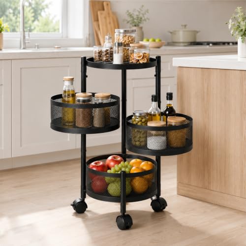 Lifelong 3-Tier Multipurpose Organizer Cart with 360-Degree Rotat...