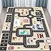 Jngred Kids Car Rug Playmat with Non-Slip Rubber Backing，Car City Life Road Carpet，Child Car Traffic Rugs ，Train Track Play Mat(80×120cm/32×47in)