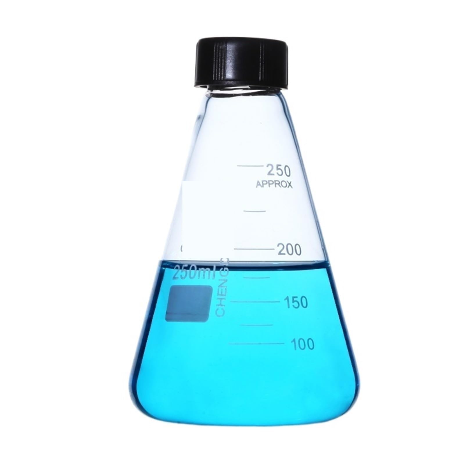 Matraz aforado de borosilicato, 1 matraz cónico de Vidrio con tapón de Rosca, matraz Erlenmeyer Triangular de Vidrio de borosilicato Grueso, Equipo de Laboratorio