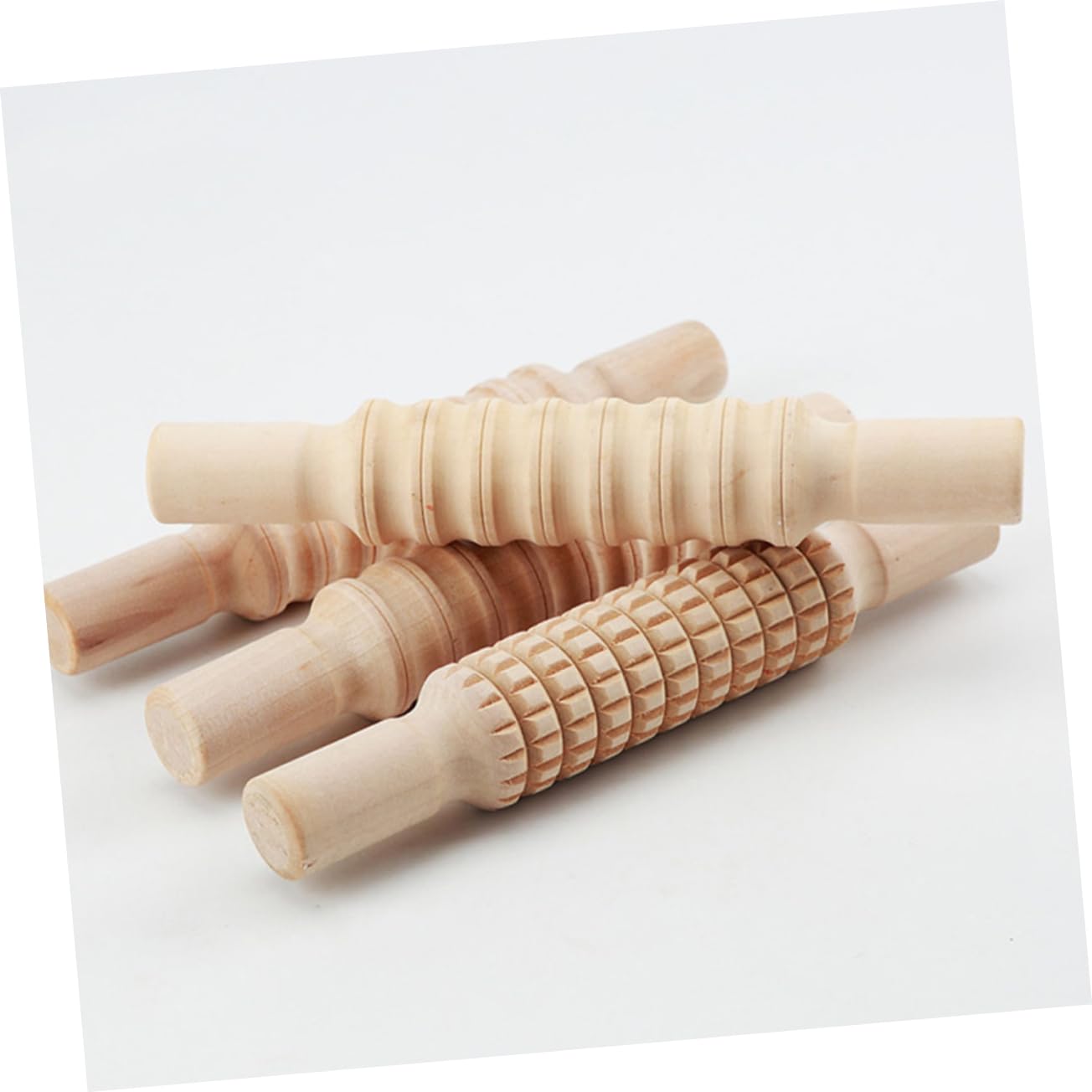 4piezas Rodillos De Textura Para Arcilla Rodillo De Madera Herramientas De Arcilla Multifuncional