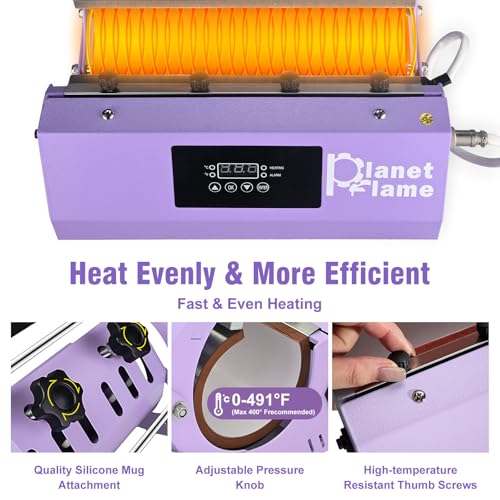 PlanetFlame Tumbler Heat Press Machine 110V Tumbler Mug Press for 30oz 20oz 16oz Sublimation Straight Skinny Tumblers Glass Jar Cans & 11-15oz Mugs, DIY Cup Heat Press Transfer Print, Purple by PlanetFlame - Image 3