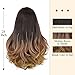 WIGER Synthetic Wigs With Bangs 3 Tones Ombre Wig Brown to Blonde Long Natural Wavy Heat Resistant Wig High Density Hair Full Wigs for Women Girls 24 Inches