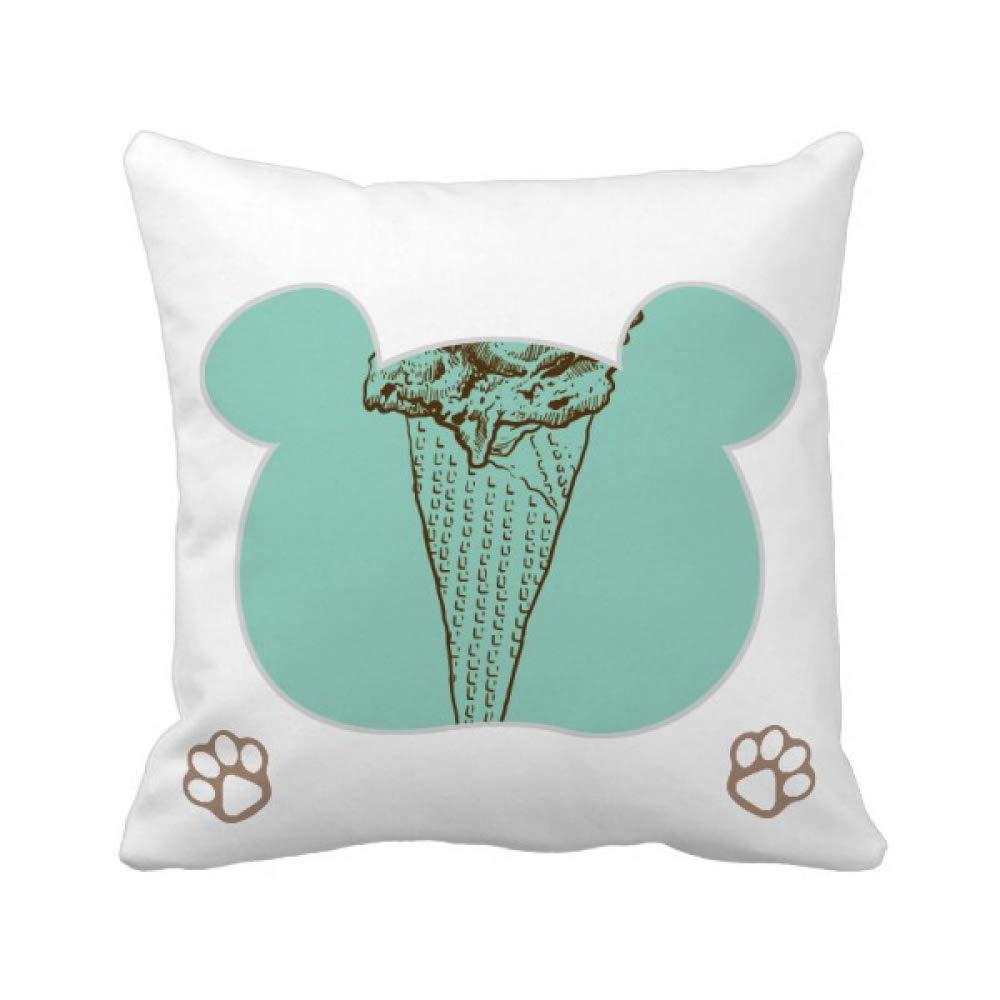 Housse de coussin carrée ours en crème glacée lavable pour chambre ordonnée