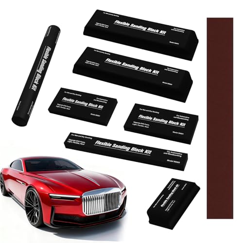 Sanding Block Kit Flexible EVA Foam Sanding Blocks, Wet or Dry Autobody Sanding Kit for Woodworking Automotive Car Bodywork(7Pcs)