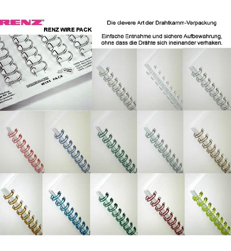 50 RENZ Drahtbinderücken 14.3 mm, bis max. ca. 120 Blatt, silber blank(metall)