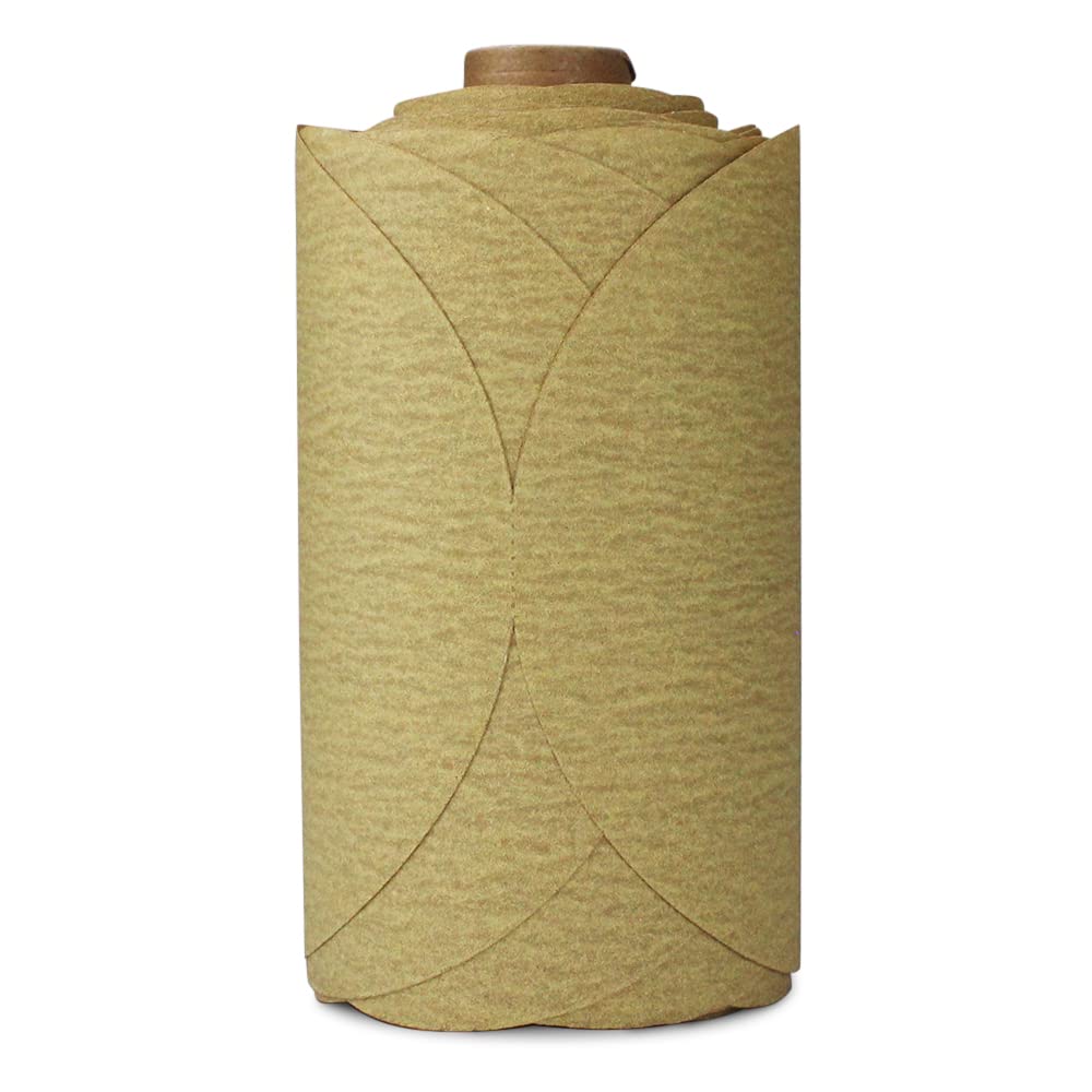 BHA 12,7 cm Dischi su un rotolo di carta abrasiva adesiva PSA dorata, confezione da 100 (grana 100)