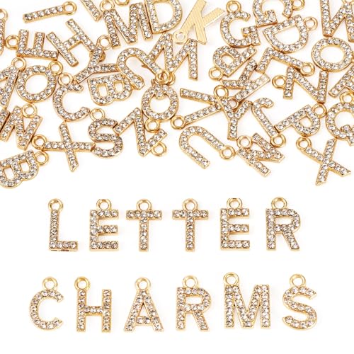 Breloques alphabet avec strass en alliage pour créer facilement des bijoux personnalisés