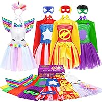 DOLNOW Girls Dress up Trunk Girl Pretend Play Costumes,12pcs Role Play Set with Supergirl Hero Costumes for Toddler Little Girl's Ages 3 4 5 6 Years