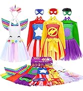 DOLNOW Girls Dress up Trunk Girls Pretend Play Costumes,12pcs Role Play Set with Supergirl Hero C...