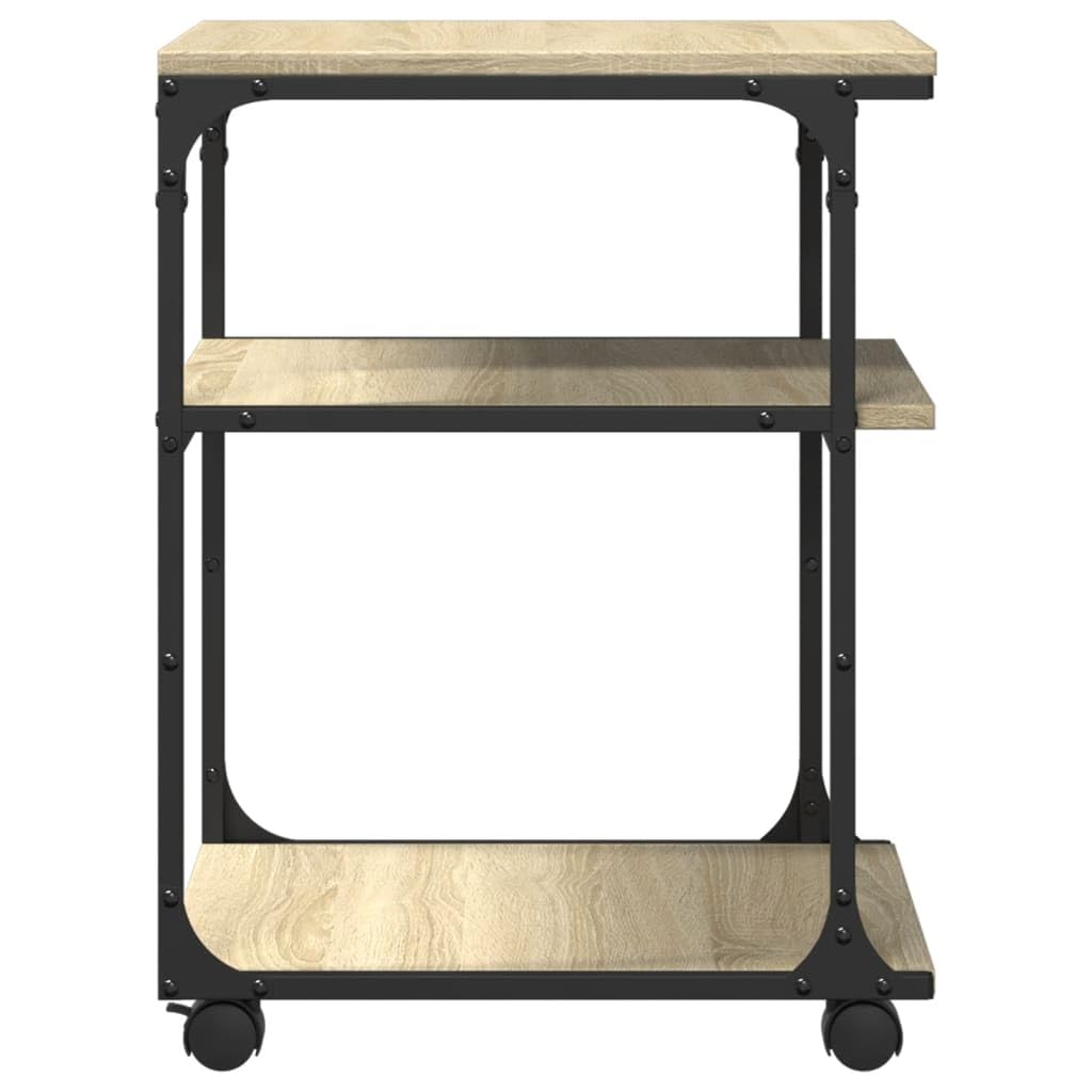 vidaXL Soporte de Impresora 3 Niveles Roble Sonoma 43x48x64 cm, Mesa de Impresora, Mesa de Impresora de computadora, Soporte de Impresora con Almacenamiento