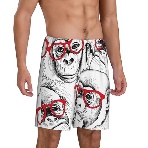 Monkey Print Men’s Sleep Shorts Bottoms Soft Comfy Pajama Wear Pants With Drawstring Pockets2