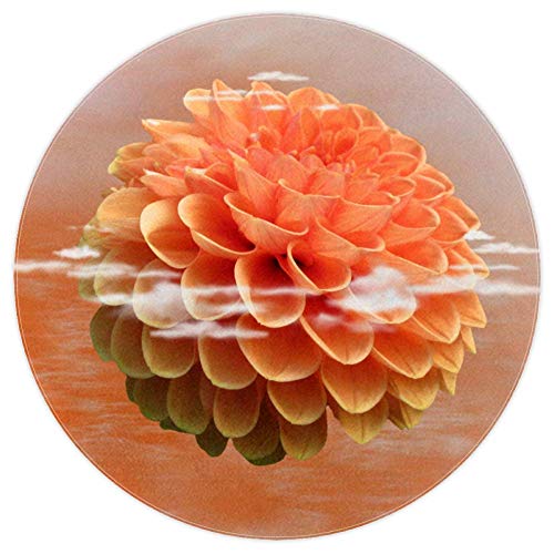 Tapis rond fleur de dahlia 160cm multicolore en polyester antidérapant