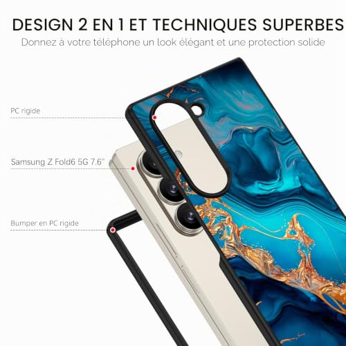 Coque Z Fold 6 Ajustement Mince Brille dans le Noir - Dos Rigide PC GaoBao - 7